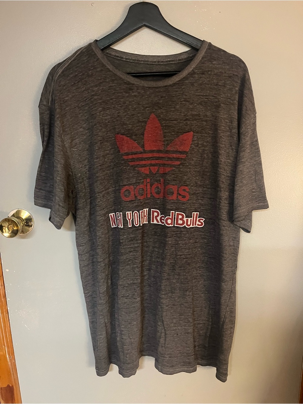adidas Gray New York Red Bulls Tee with Red Logo